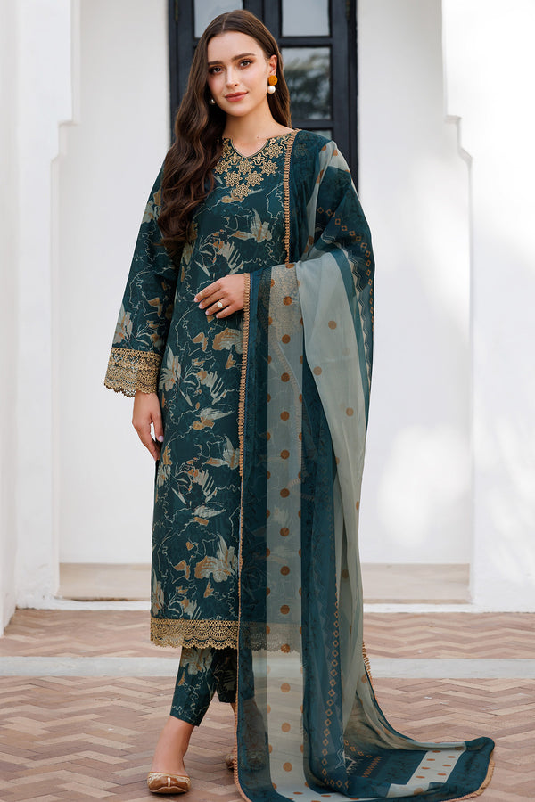 Farasha | Printed Essentials | Teal Bell by Farasha - Designer Dress - Type: Ladies Clothes - Available at Libayah - 100% Original