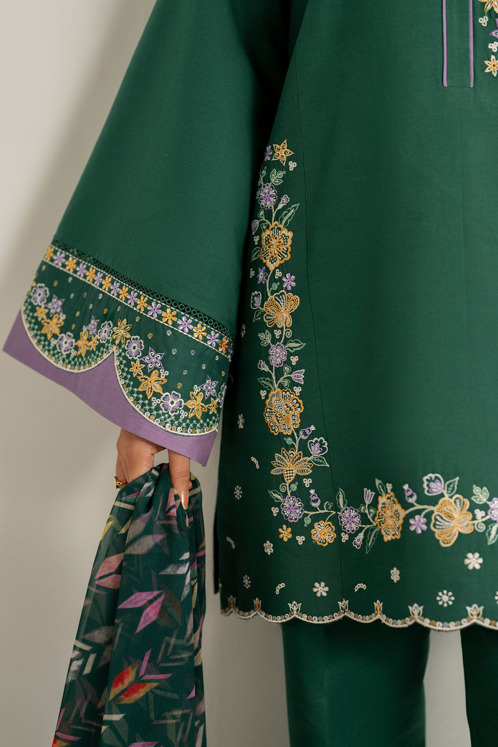 Farasha | Thread Lines Embroidered | Deep Pine by Farasha - Designer Dress  - Type : Ladies Clothes - Available at Libayah - 100% Original 