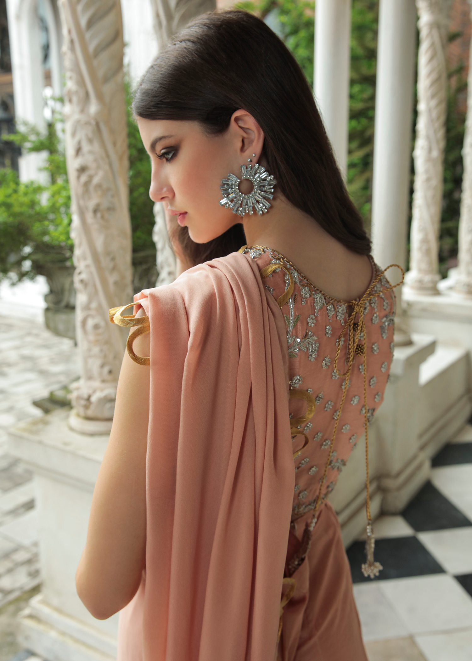 Purple Haze Pret Studio | Apsara Formals | Salmon Pink Saree Pants by Purple Haze - Designer Dress - Type: Ladies Clothes - Available at Libayah - 100% Original