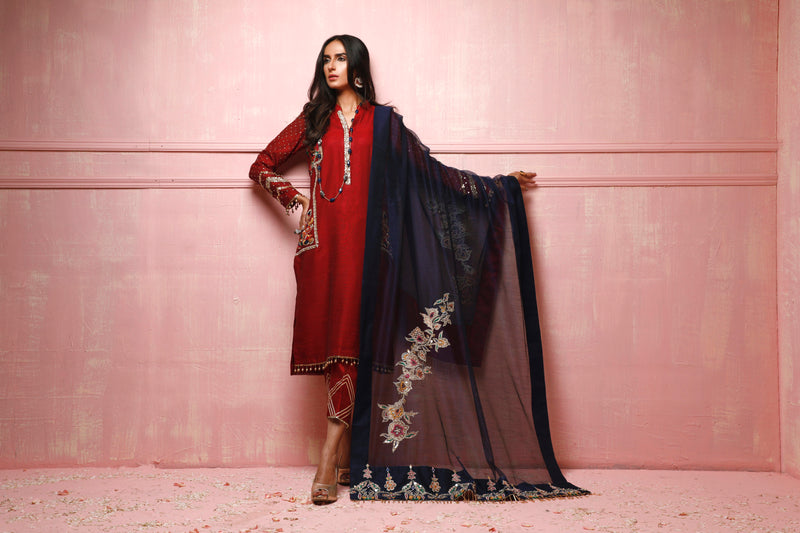 Wahajmkhan | Festive Fiesta Formals | RED ROUGE by Wahaj M.Khan - Designer Dress - Type: Ladies Clothes - Available at Libayah - 100% Original