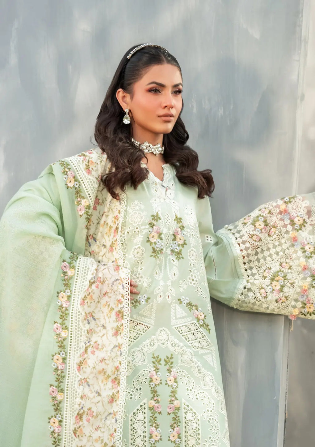 Elaf Premium | Luxury Lawn 25 | ELH-4B FROSTEL by Elaf Premium - Designer Dress - Type: Ladies Clothes - Available at Libayah - 100% Original