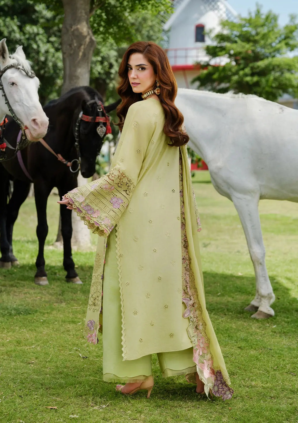 Elaf Premium | Luxury Lawn 25 | ELH-1A PISTACIA by Elaf Premium - Designer Dress - Type: Ladies Clothes - Available at Libayah - 100% Original