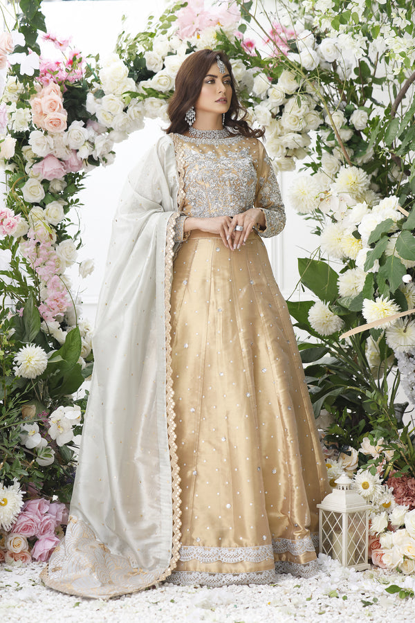 Wahajmkhan | Eden wedding Formals | ANTIQUE GOLD LENGA & CHOLI by Wahaj M.Khan - Designer Dress - Type: Ladies Clothes - Available at Libayah - 100% Original
