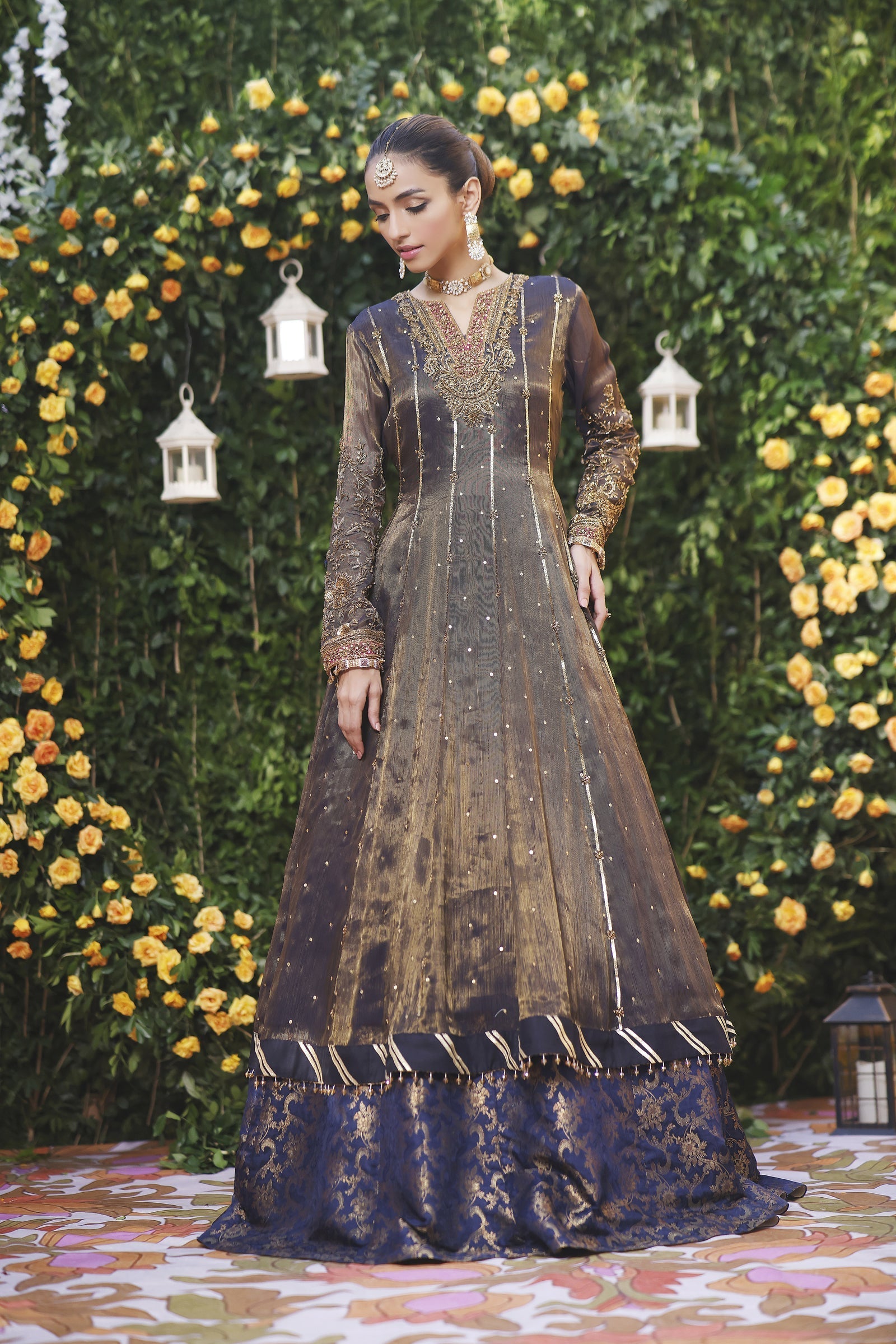 Wahajmbegum | Mehrunnisa Wedding Formals | NAVY MEHSURI ANARKALI by Wahaj M.Khan - Designer Dress - Type: Ladies Clothes - Available at Libayah - 100% Original
