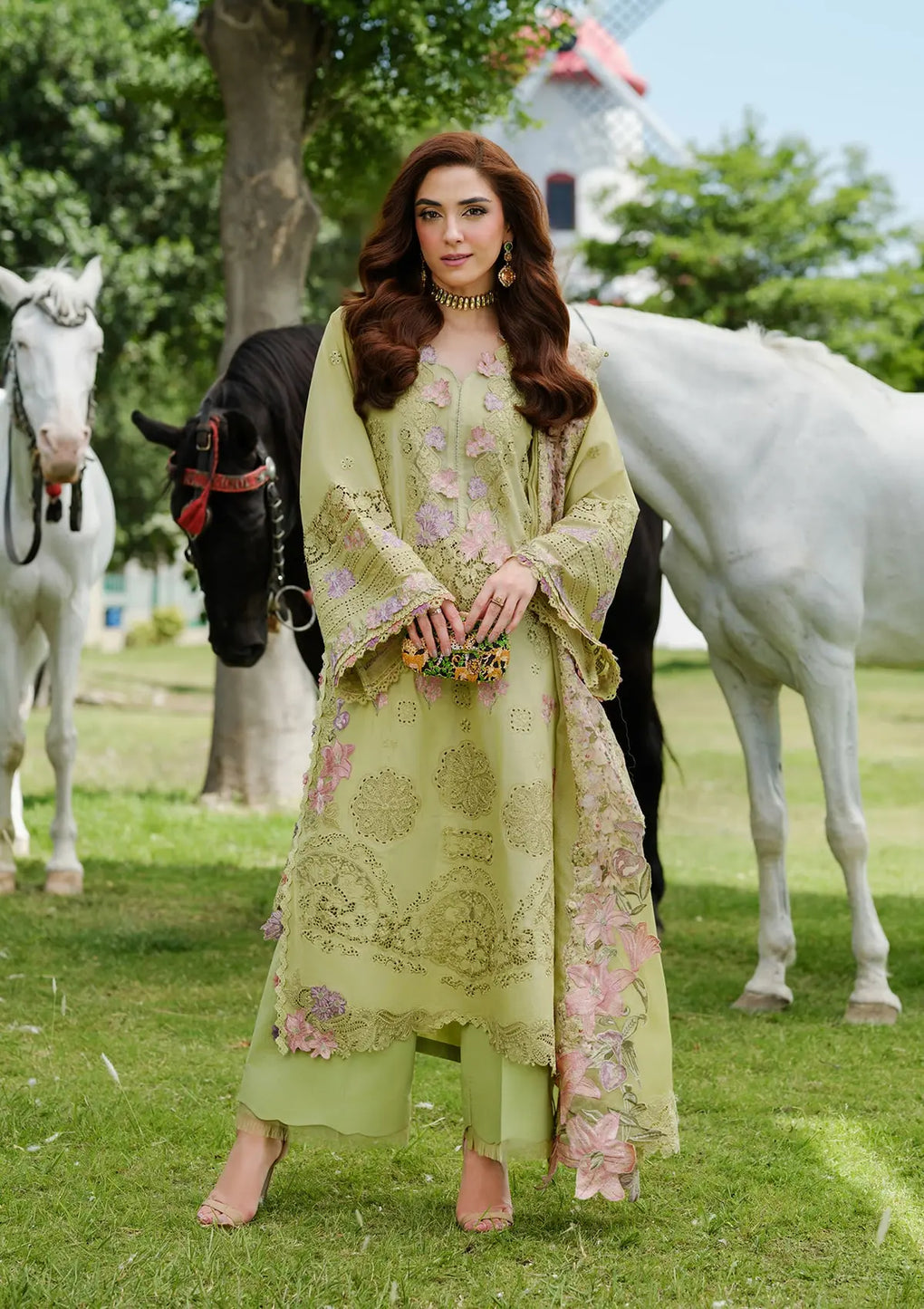 Elaf Premium | Luxury Lawn 25 | ELH-1A PISTACIA by Elaf Premium - Designer Dress - Type: Ladies Clothes - Available at Libayah - 100% Original