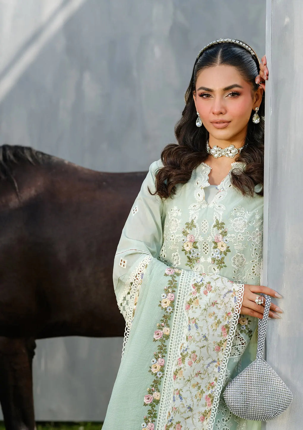 Elaf Premium | Luxury Lawn 25 | ELH-4B FROSTEL by Elaf Premium - Designer Dress - Type: Ladies Clothes - Available at Libayah - 100% Original