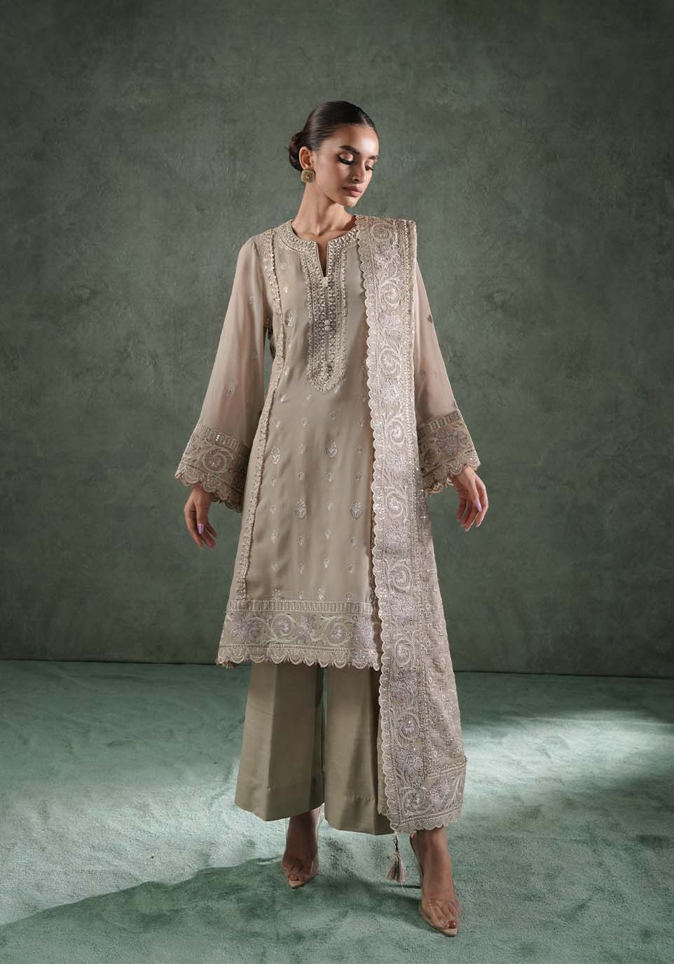 Zarqash | Lakhnawi Festive Chiffon 24 |  ZQL 007A HAZEL by Zarqash - Designer Dress - Type: Ladies Clothes - Available at Libayah - 100% Original