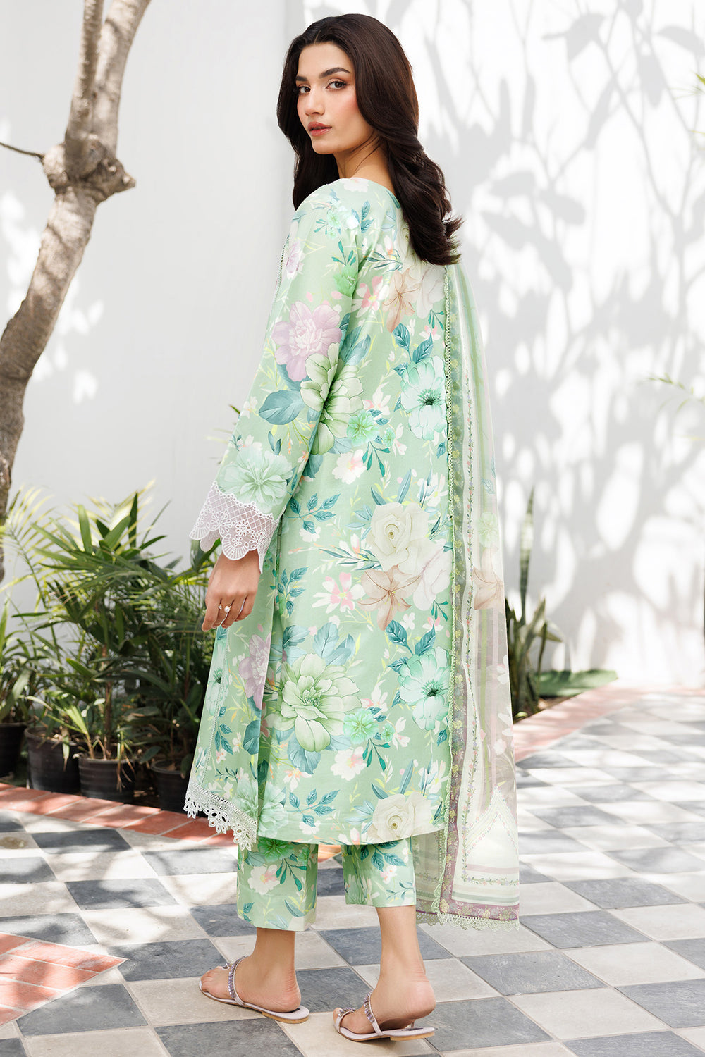 Farasha | Printed Essentials | Silken Sage by Farasha - Designer Dress  - Type : Ladies Clothes - Available at Libayah - 100% Original 