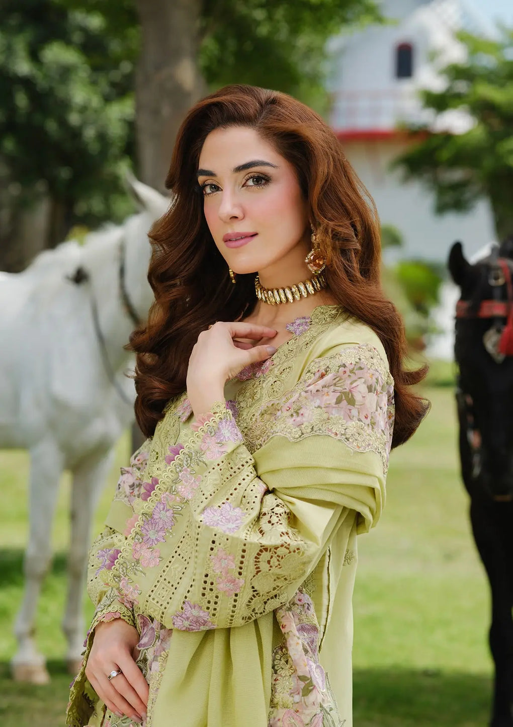 Elaf Premium | Luxury Lawn 25 | ELH-1A PISTACIA by Elaf Premium - Designer Dress - Type: Ladies Clothes - Available at Libayah - 100% Original