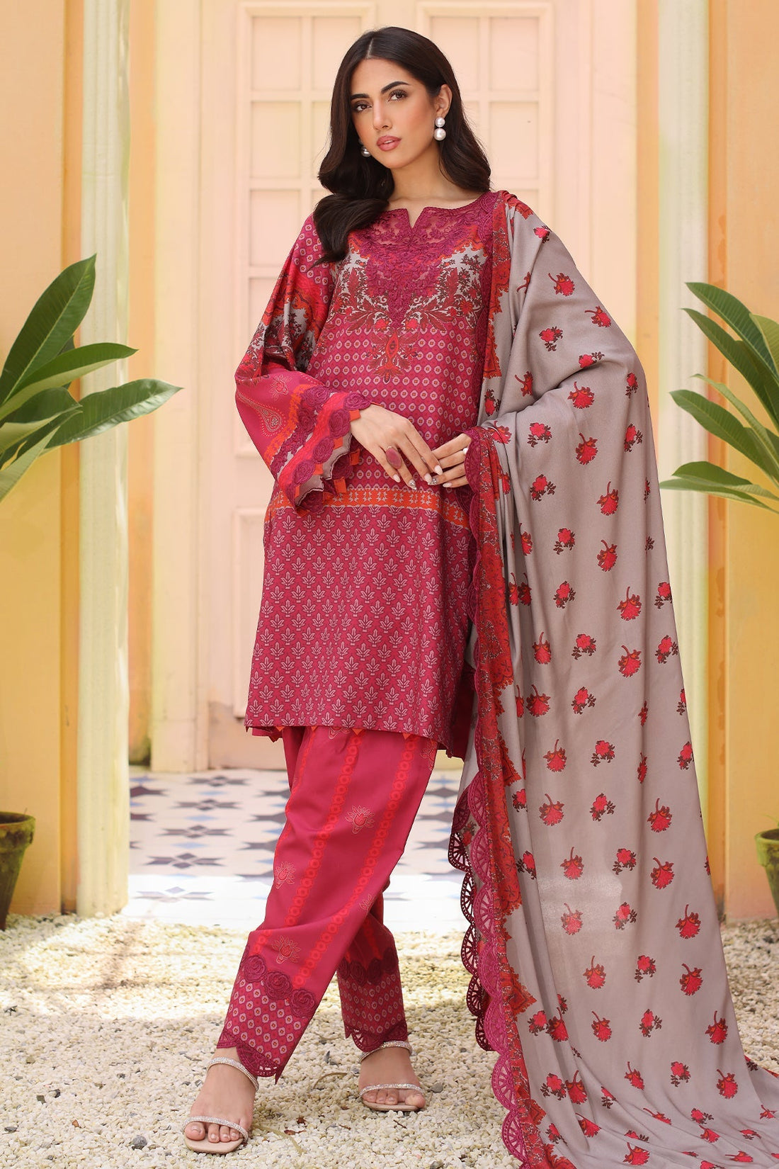 Charizma | Sheen Embroidered Linen Shawl | SHW4-06 by Charizma - Designer Dress - Type: Ladies Clothes - Available at Libayah - 100% Original