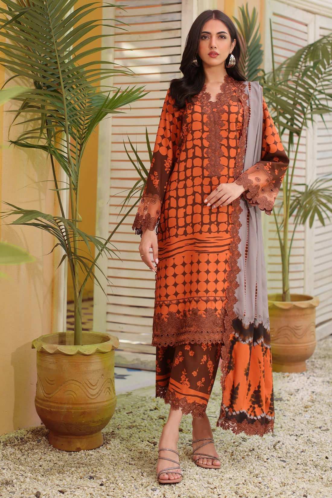 Charizma | Sheen Embroidered Linen Shawl | SHW4-08 by Charizma - Designer Dress - Type: Ladies Clothes - Available at Libayah - 100% Original