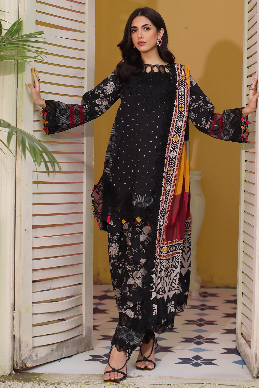 Charizma | Sheen Embroidered Linen Shawl | SHW4-03 by Charizma - Designer Dress - Type: Ladies Clothes - Available at Libayah - 100% Original