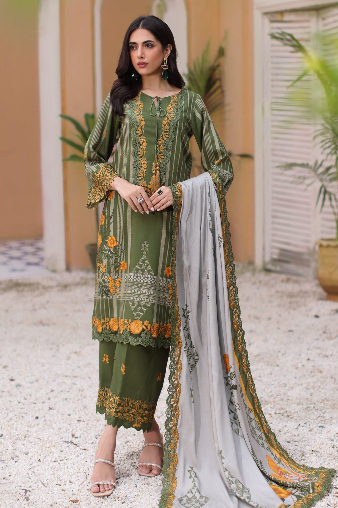 Charizma | Sheen Embroidered Linen Shawl | SHW4-07 by Charizma - Designer Dress - Type: Ladies Clothes - Available at Libayah - 100% Original