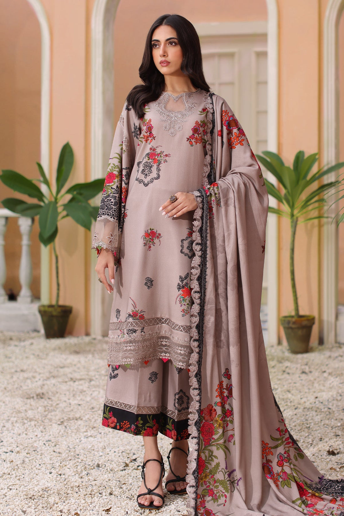 Charizma | Sheen Embroidered Linen Shawl | SHW4-02 by Charizma - Designer Dress - Type: Ladies Clothes - Available at Libayah - 100% Original