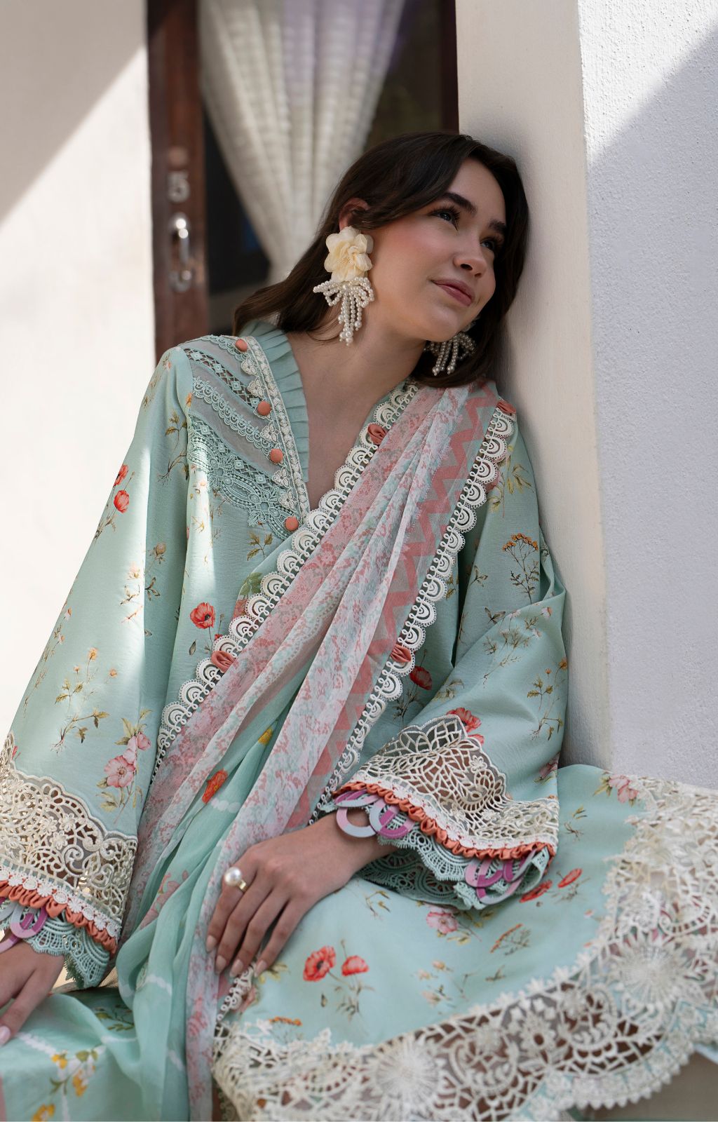 AJR Couture | Printakari Lawn 25 | Aqua by AJR Couture - Designer Dress - Type: Ladies Clothes - Available at Libayah - 100% Original