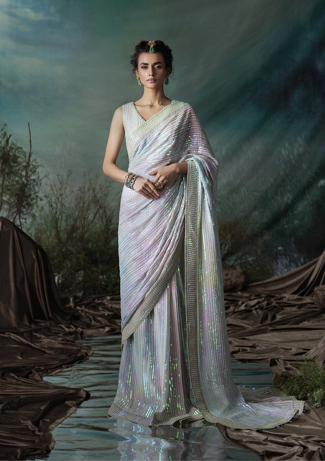 Aik Atelier | Sari Edit 2024 | SARI EDIT '24 VOL. 1 - LOOK 01 by Aik Atelier - Designer Dress - Type: Ladies Clothes - Available at Libayah - 100% Original