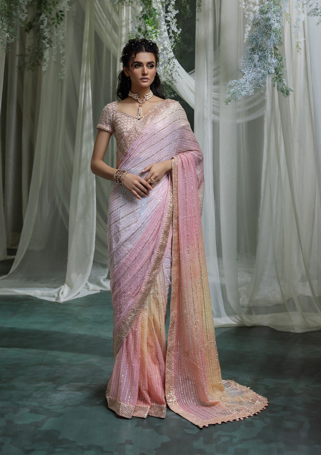 Aik Atelier | Sari Edit 2024 | SARI EDIT '24 VOL. 1 - LOOK 07 by Aik Atelier - Designer Dress - Type: Ladies Clothes - Available at Libayah - 100% Original