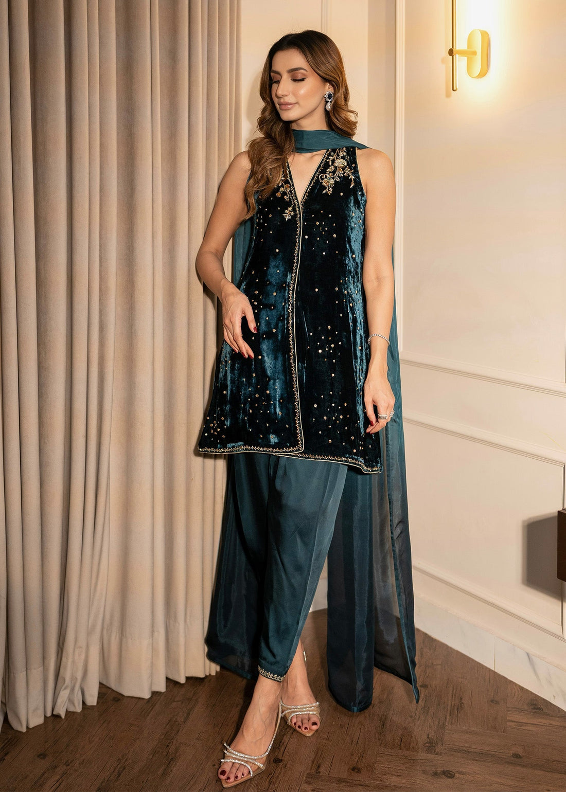 Mahum Asad | Voila Velvets | Sapphire by Mahum Asad - Designer Dress - Type: Ladies Clothes - Available at Libayah - 100% Original