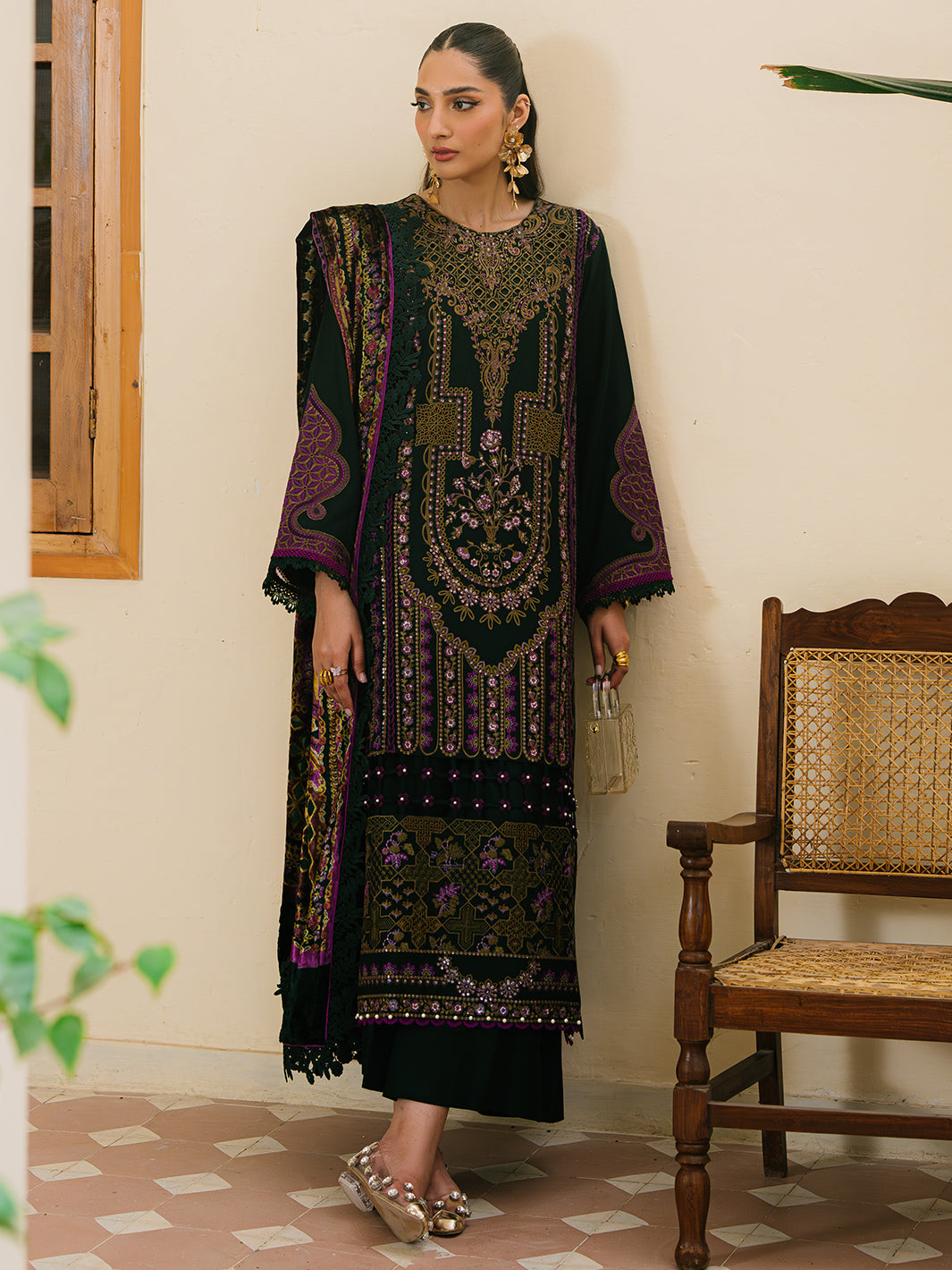 Bin Ilyas | Olivia Embroidered Winter 24 |  521 - A by Bin Ilyas - Designer Dress - Type: Ladies Clothes - Available at Libayah - 100% Original