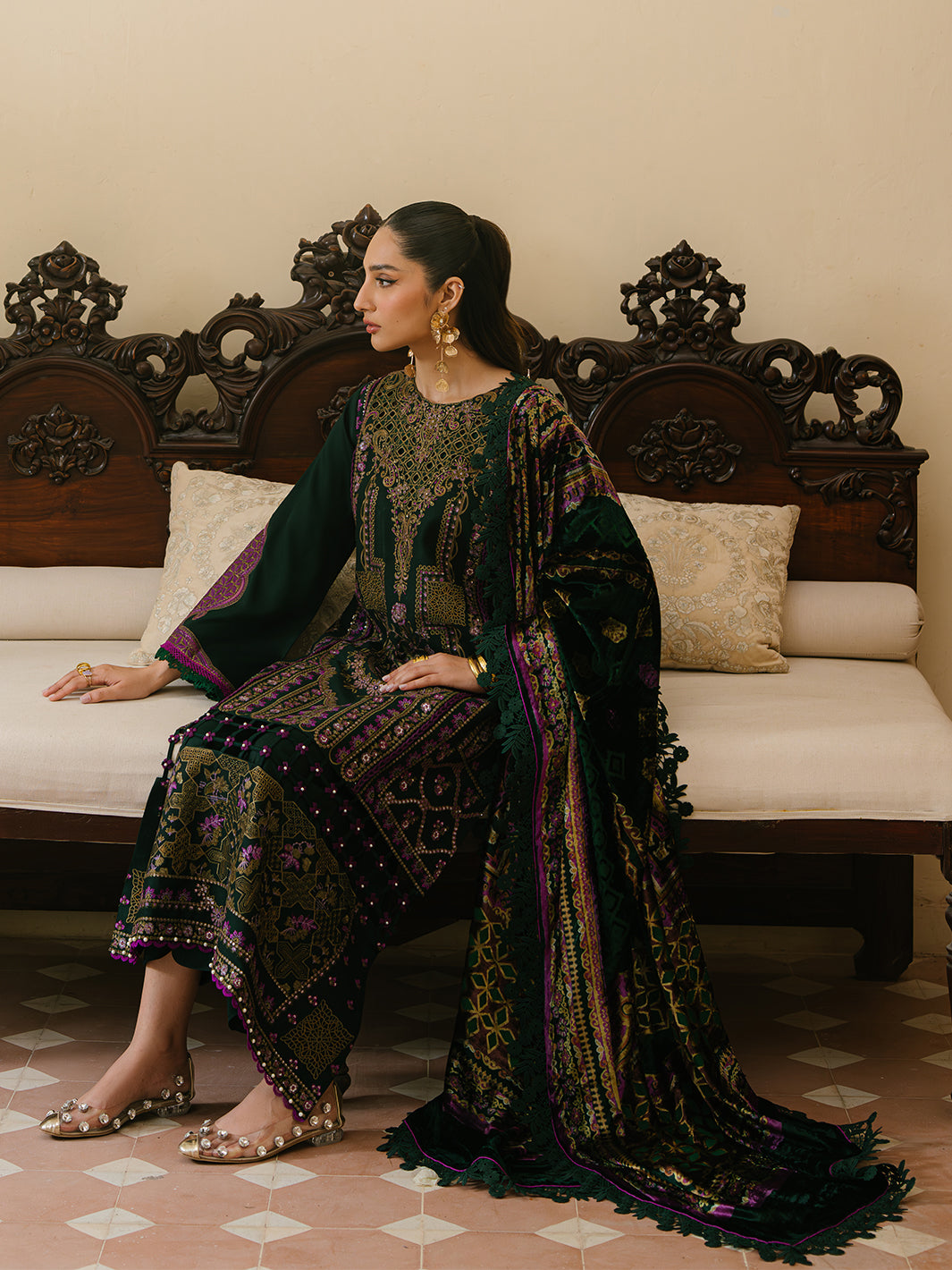 Bin Ilyas | Olivia Embroidered Winter 24 |  521 - A by Bin Ilyas - Designer Dress - Type: Ladies Clothes - Available at Libayah - 100% Original