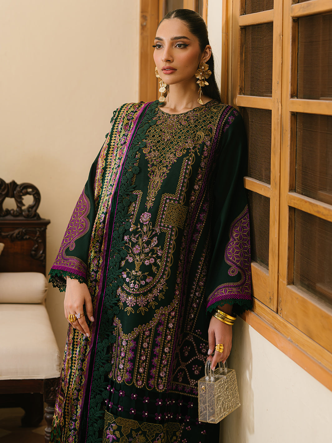 Bin Ilyas | Olivia Embroidered Winter 24 |  521 - A by Bin Ilyas - Designer Dress - Type: Ladies Clothes - Available at Libayah - 100% Original