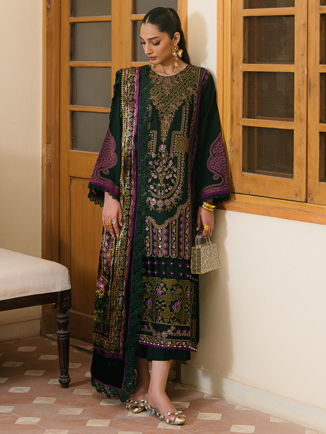 Bin Ilyas | Olivia Embroidered Winter 24 |  521 - A by Bin Ilyas - Designer Dress - Type: Ladies Clothes - Available at Libayah - 100% Original
