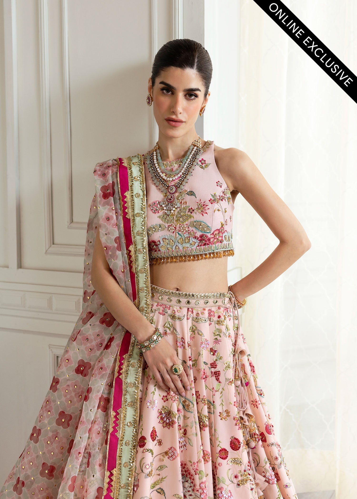 Crimson | A Beautiful Chaos Wedding Collection | Chinoiserie Lehnga by Crimson - Designer Dress - Type: Ladies Clothes - Available at Libayah - 100% Original