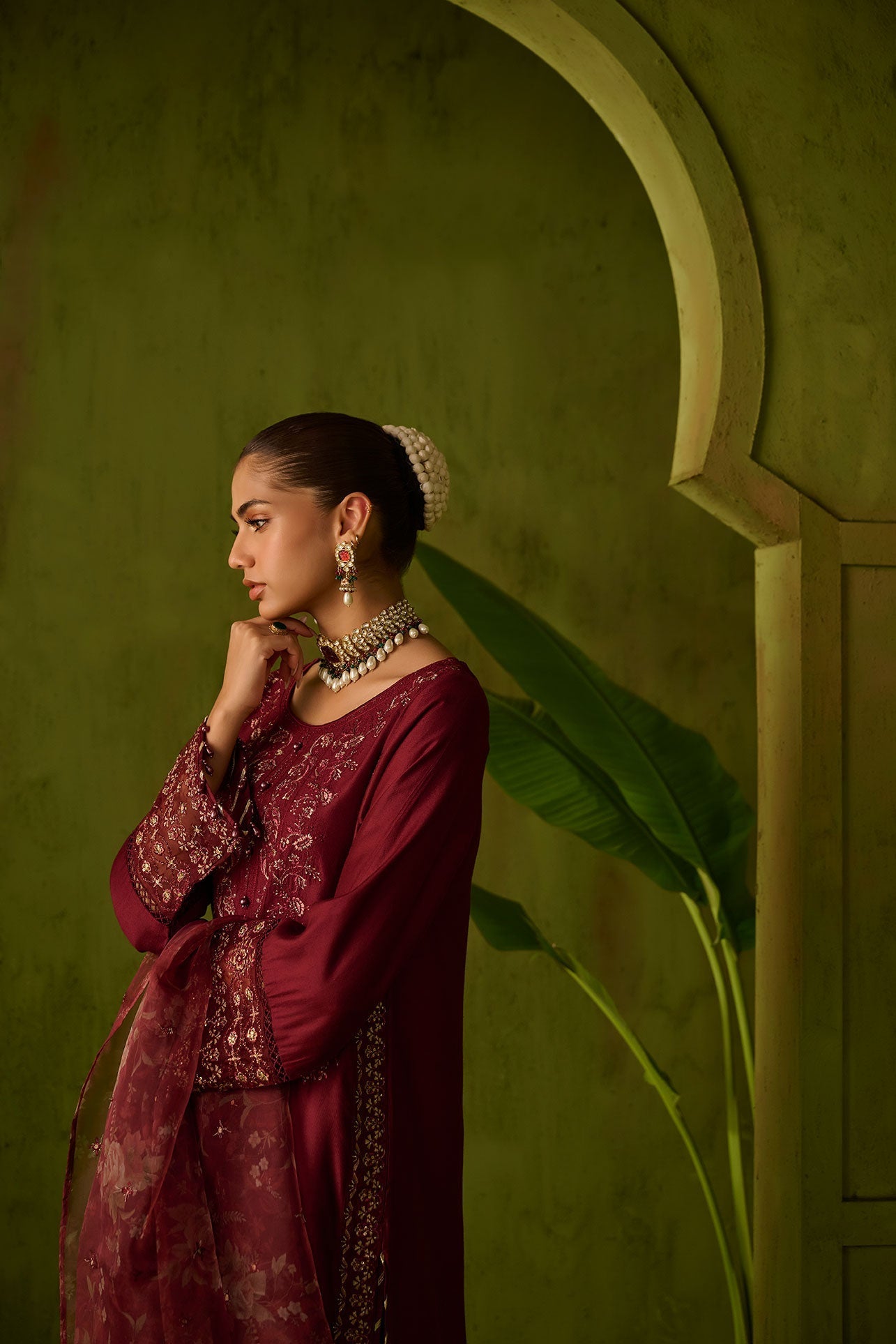 Dhanak | Festive Formals | SS24DU-3197 MAROON 3Pcs by Dhanak - Designer Dress - Type: Formal - Available at Libayah - 100% Original