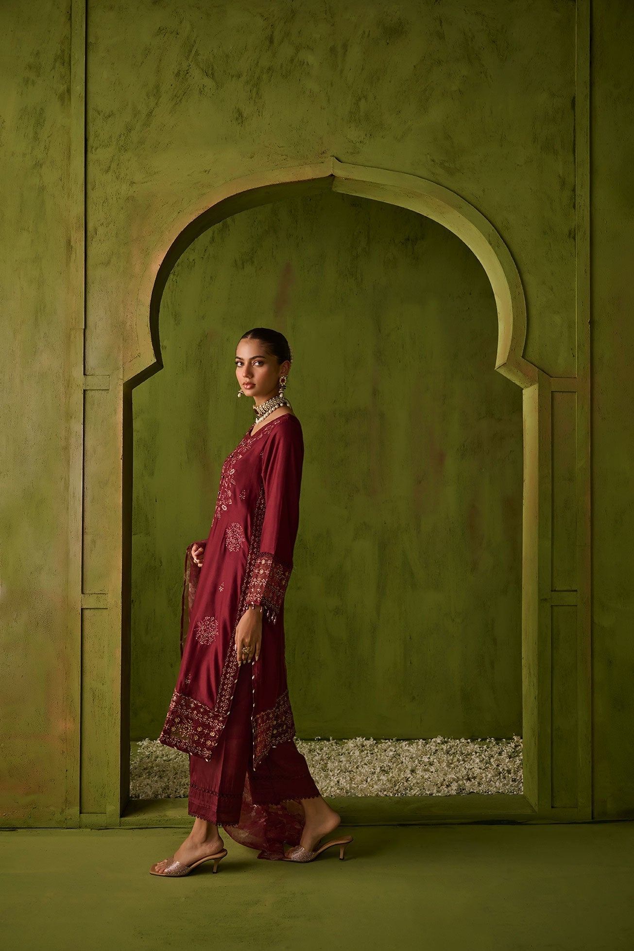 Dhanak | Festive Formals | SS24DU-3197 MAROON 3Pcs by Dhanak - Designer Dress - Type: Formal - Available at Libayah - 100% Original