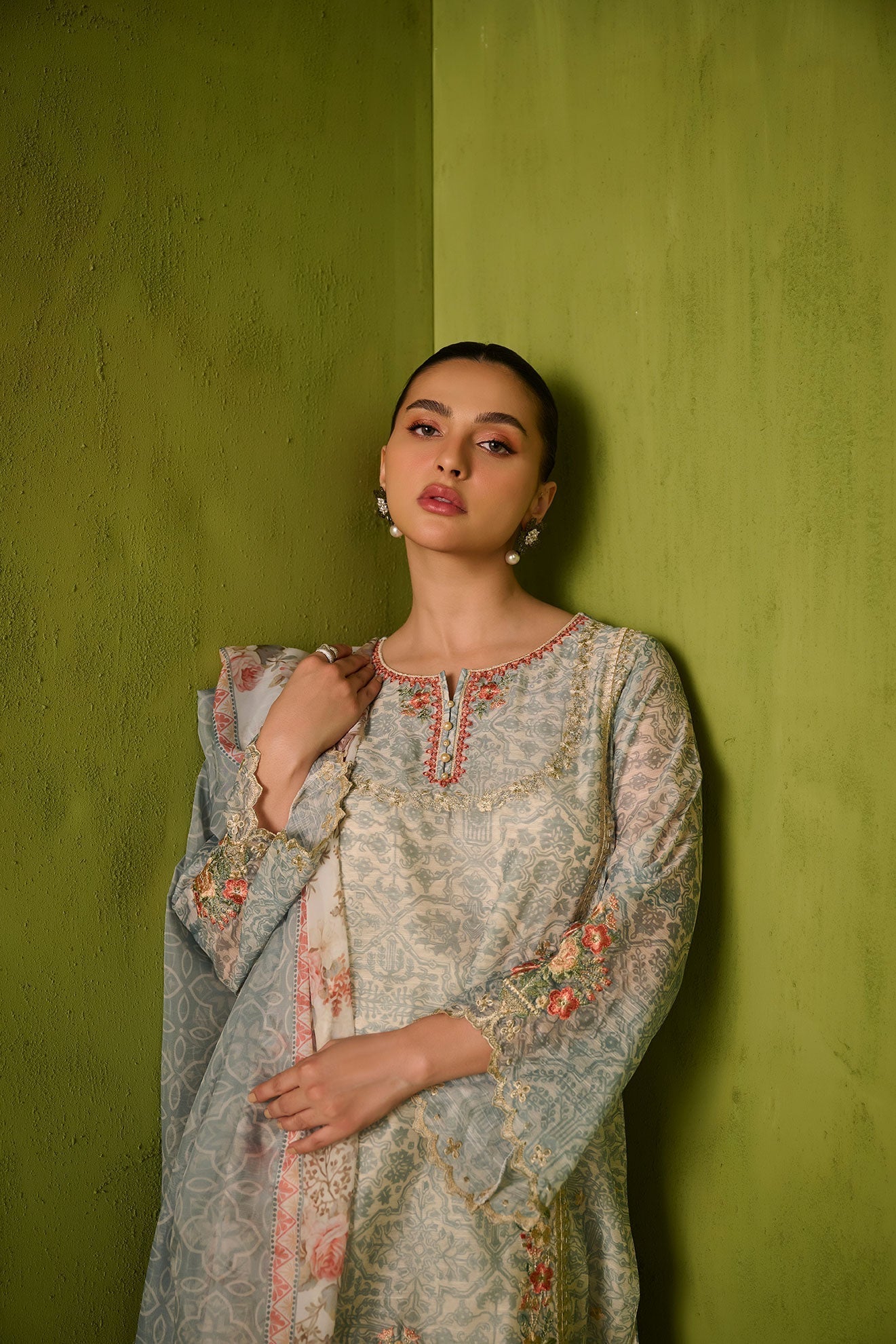 Dhanak | Festive Signature Pret | SS24DA-2470 GREEN by Dhanak - Designer Dress - Type: Formal - Available at Libayah - 100% Original
