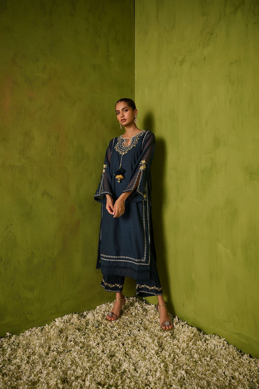 Dhanak | Festive Signature Pret | SS24DA-2422 NAVY BLUE by Dhanak - Designer Dress - Type: Formal - Available at Libayah - 100% Original