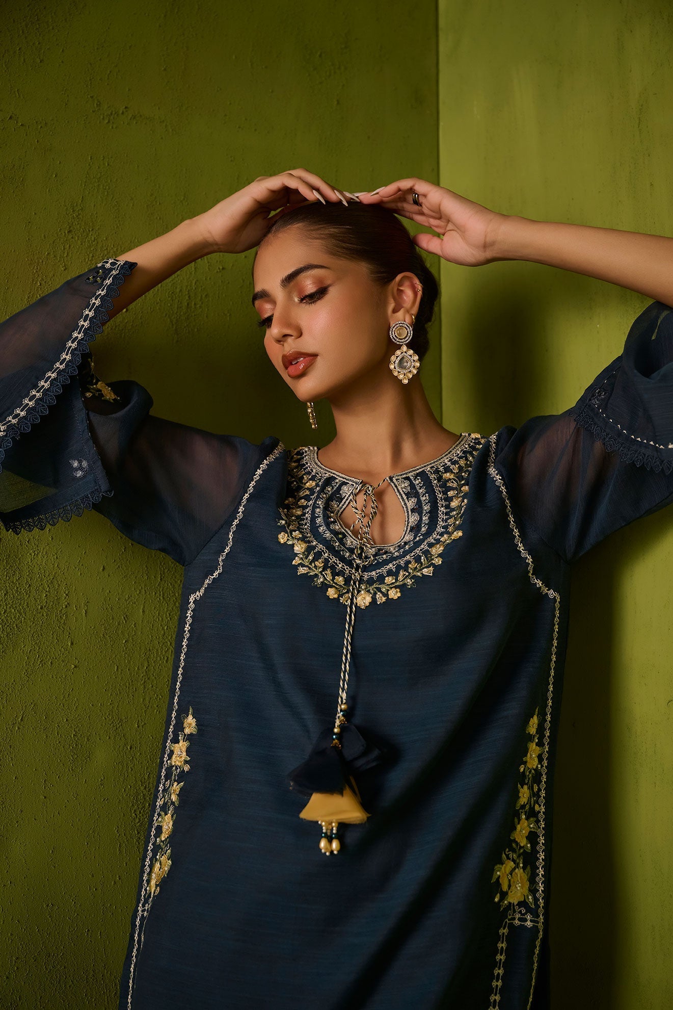Dhanak | Festive Signature Pret | SS24DA-2422 NAVY BLUE by Dhanak - Designer Dress - Type: Formal - Available at Libayah - 100% Original