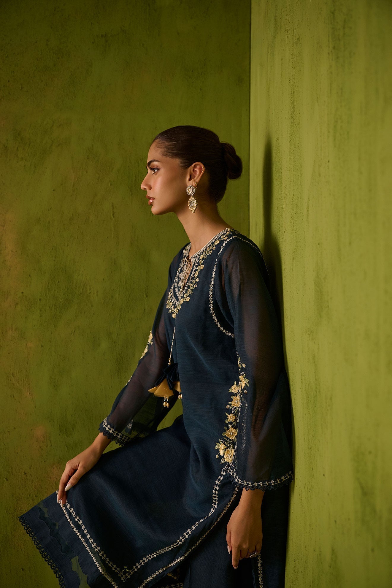 Dhanak | Festive Signature Pret | SS24DA-2422 NAVY BLUE by Dhanak - Designer Dress - Type: Formal - Available at Libayah - 100% Original