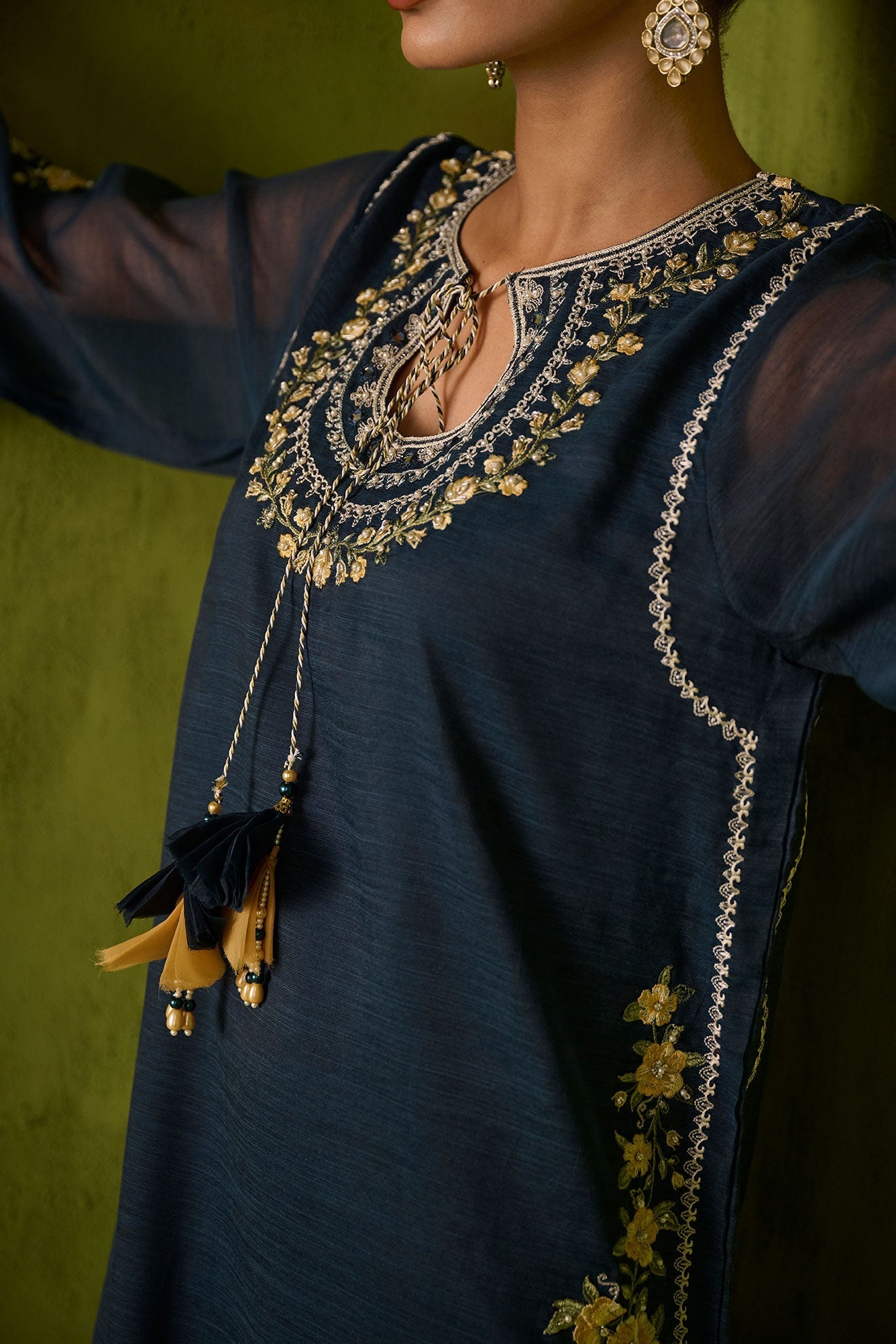 Dhanak | Festive Signature Pret | SS24DA-2422 NAVY BLUE by Dhanak - Designer Dress - Type: Formal - Available at Libayah - 100% Original