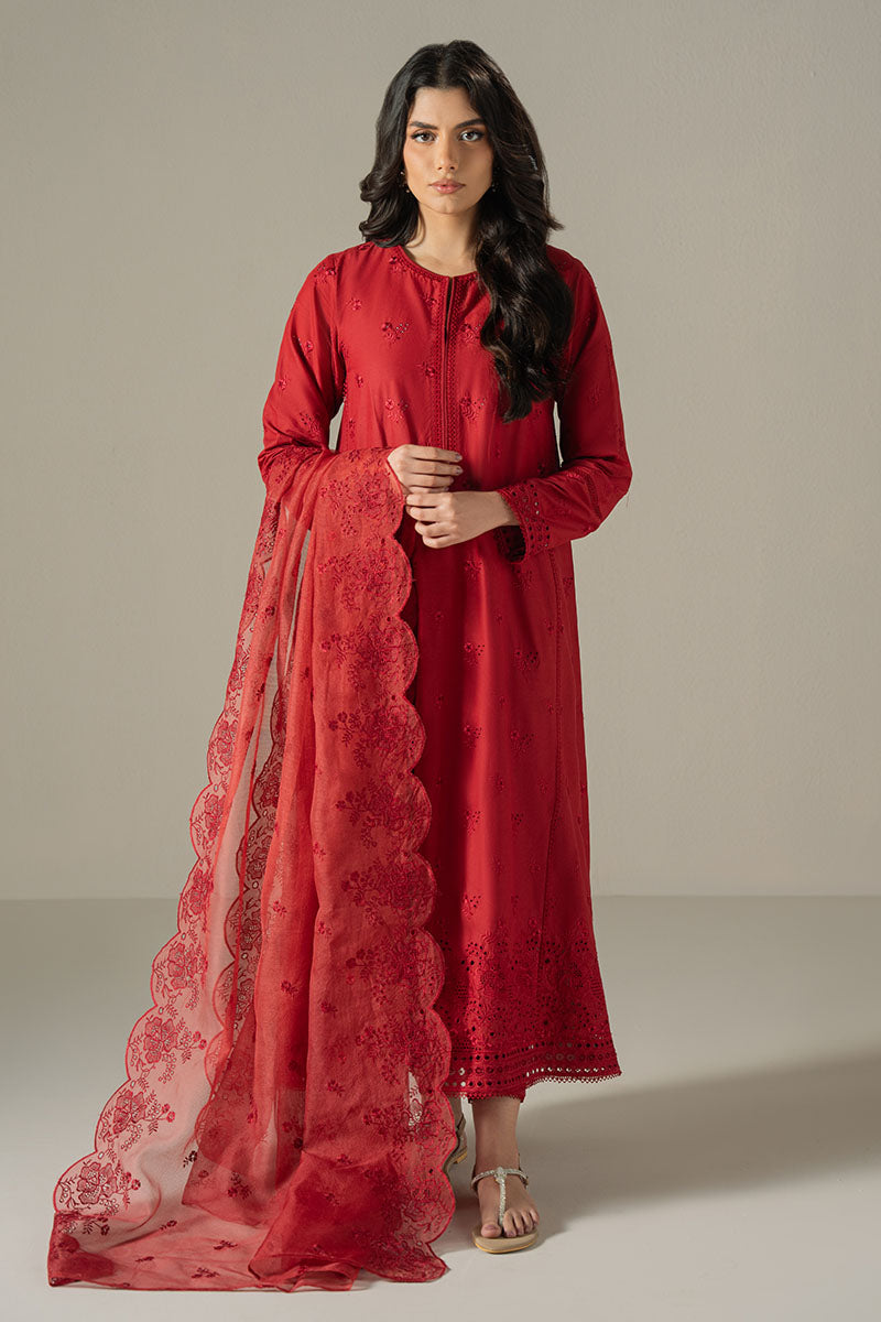 Cross Stitch | Chikankari Lawn 25 | CARMINE GRIS by Cross Stitch - Designer Dress - Type: Ladies Clothes - Available at Libayah - 100% Original