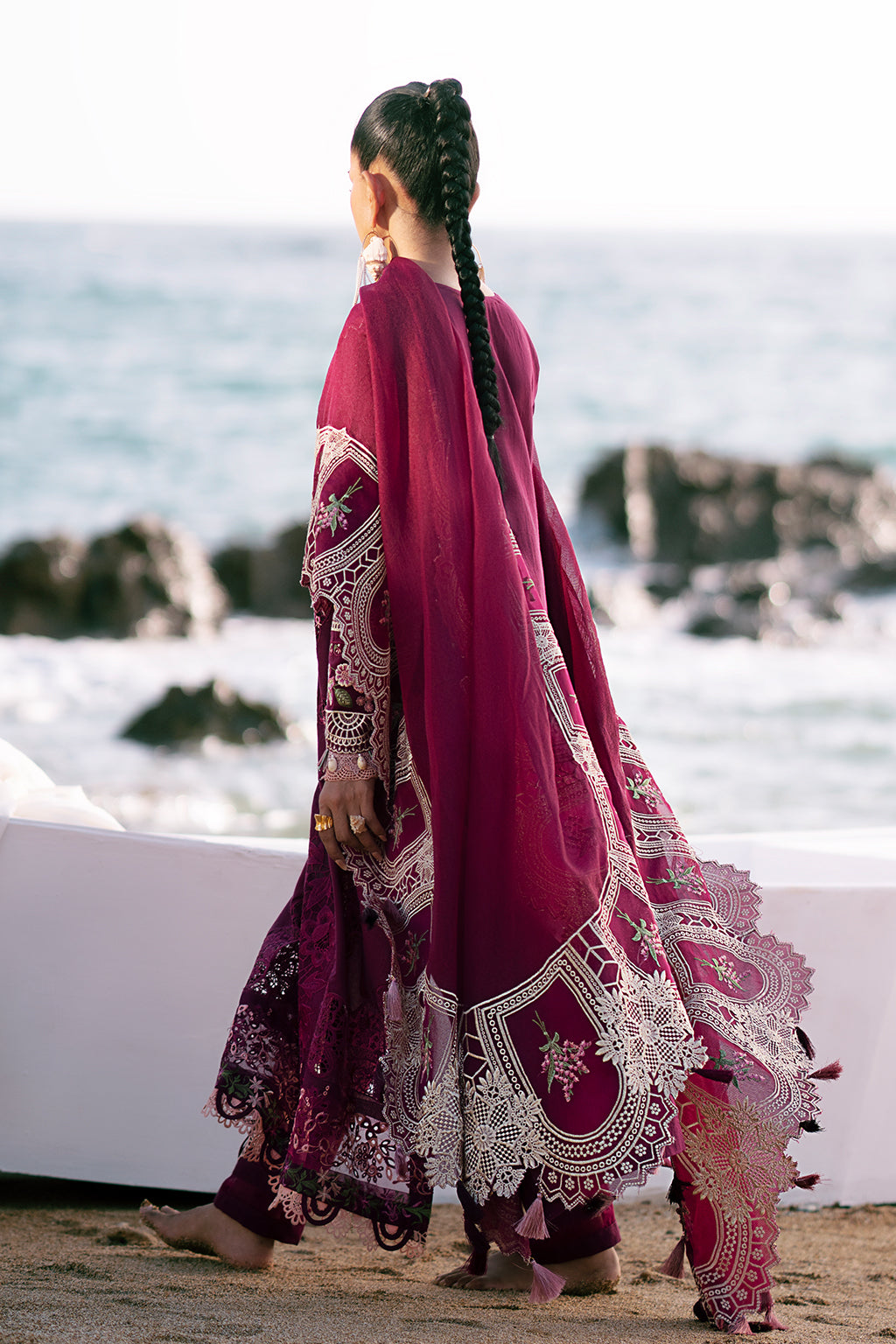 AJR Couture | Dastan Luxury Lawn 25 | Cherry Wine by AJR Couture - Designer Dress - Type: Ladies Clothes - Available at Libayah - 100% Original
