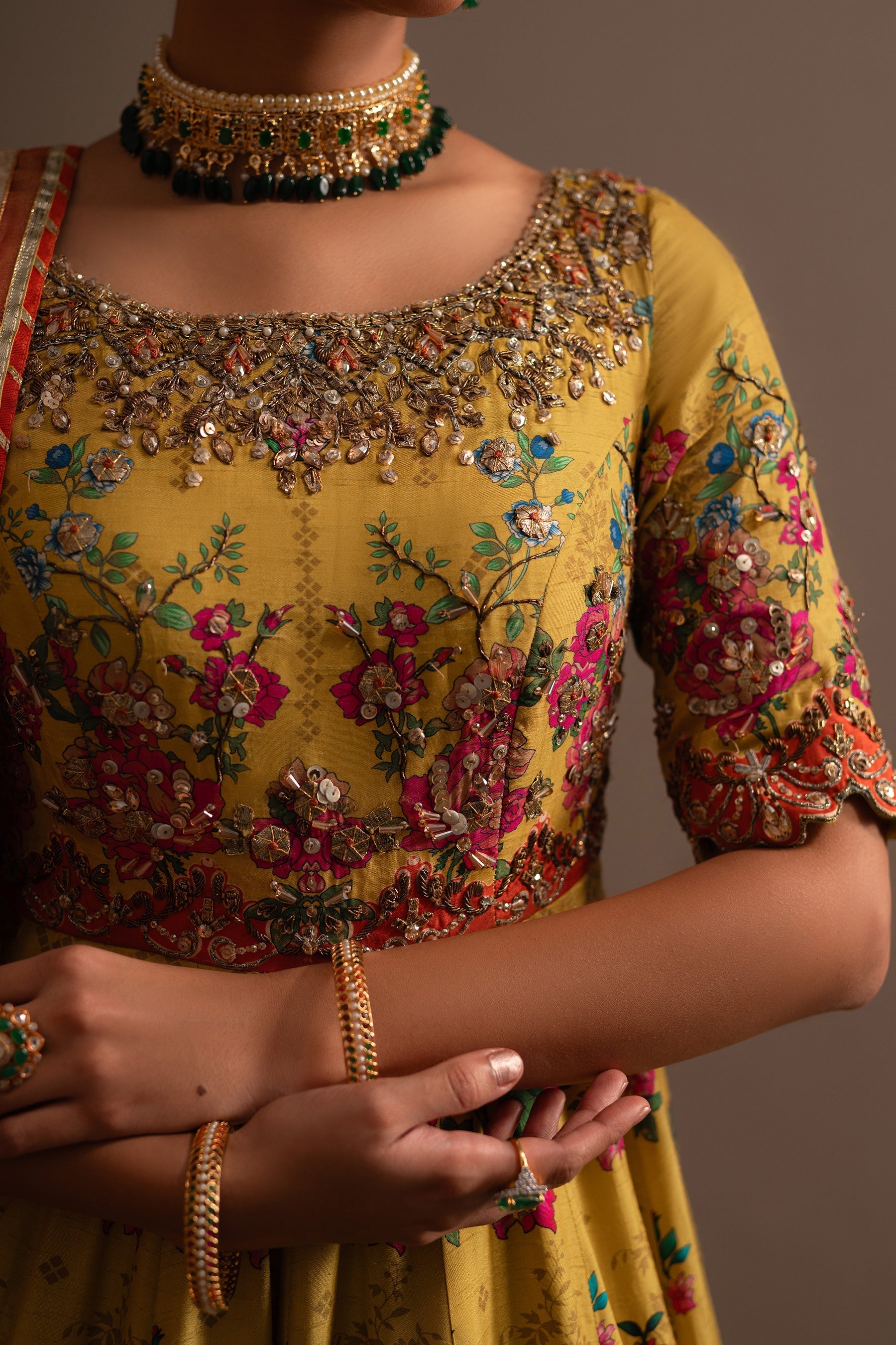 Ammara Khan | Ronaq Luxury Formals | Mehndi Charm Peshwas (D-04) by Ammara Khan - Designer Dress - Type: Ladies Clothes - Available at Libayah - 100% Original
