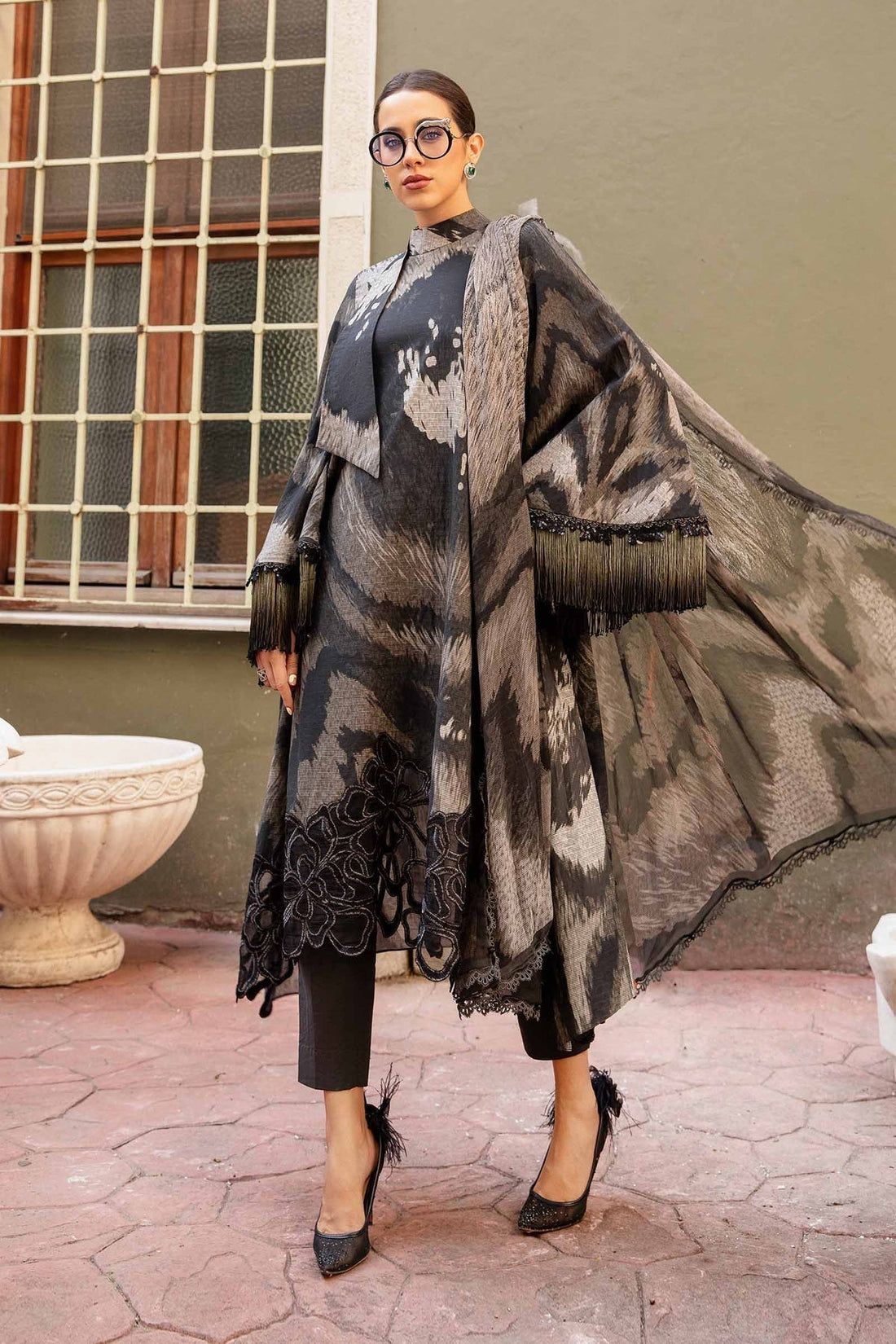 Maria B | M Prints Fall Edit 24 | MPT-2310-A by Maria B - Designer Dress  - Type : Ladies Clothes - Available at Libayah - 100% Original 