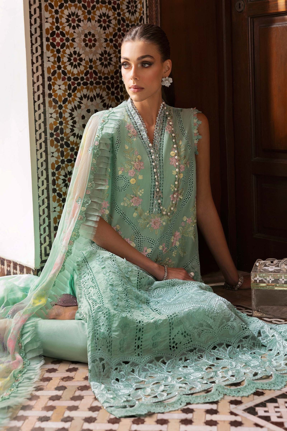 Maria B | Luxury Lawn 25 | D-2514-A by Maria B - Designer Dress - Type: Ladies Clothes - Available at Libayah - 100% Original