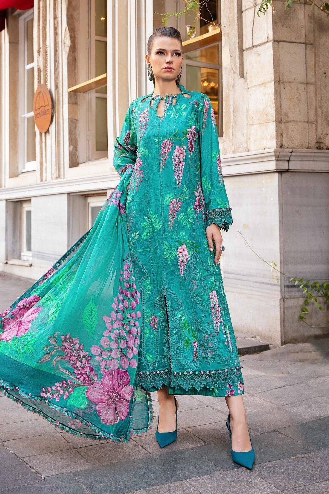Maria B | M Prints Fall Edit 24 | MPT-2301-A by Maria B - Designer Dress  - Type : Ladies Clothes - Available at Libayah - 100% Original 