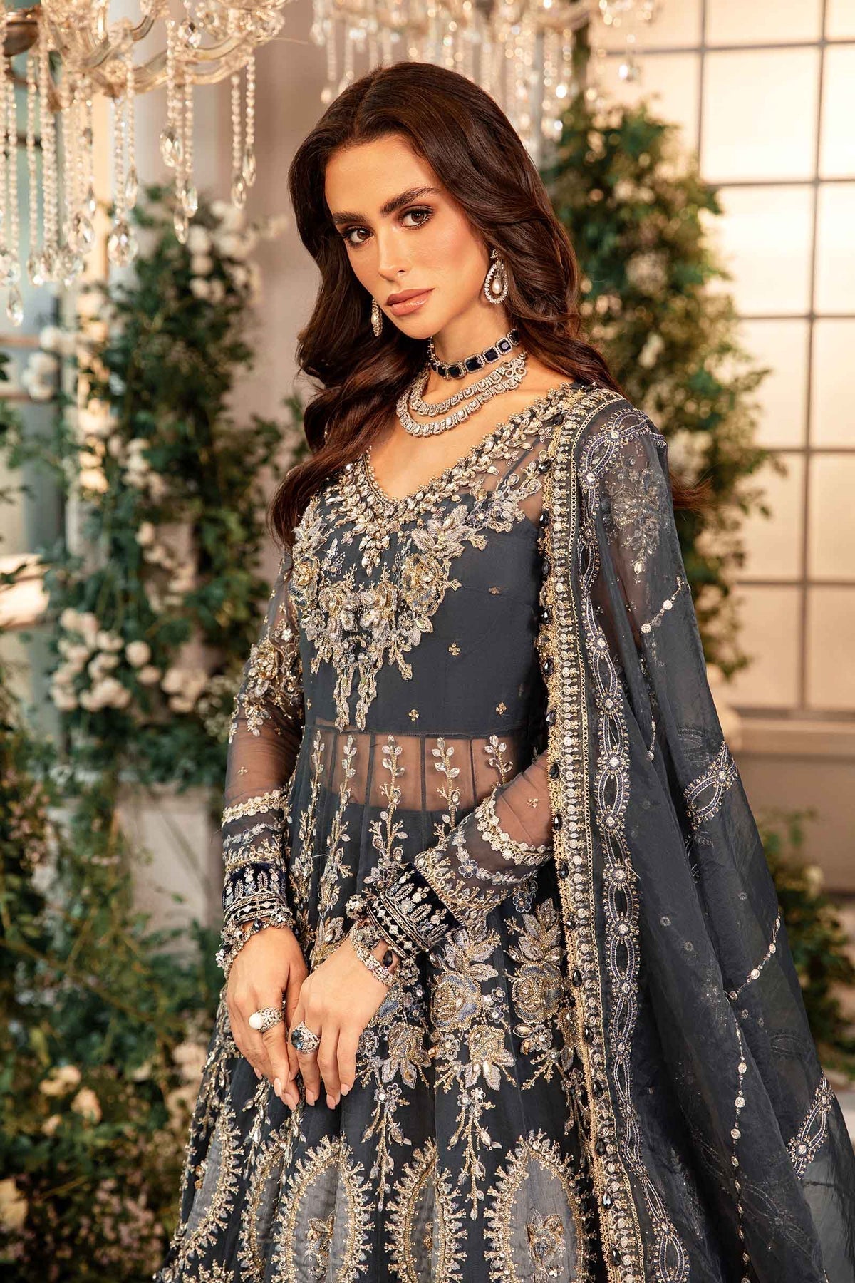 Maria B | Mbroidered Formals 24| Organza Suit | BD-2901 by Maria B - Designer Dress  - Type : Wedding Dress - Available at Libayah - 100% Original 