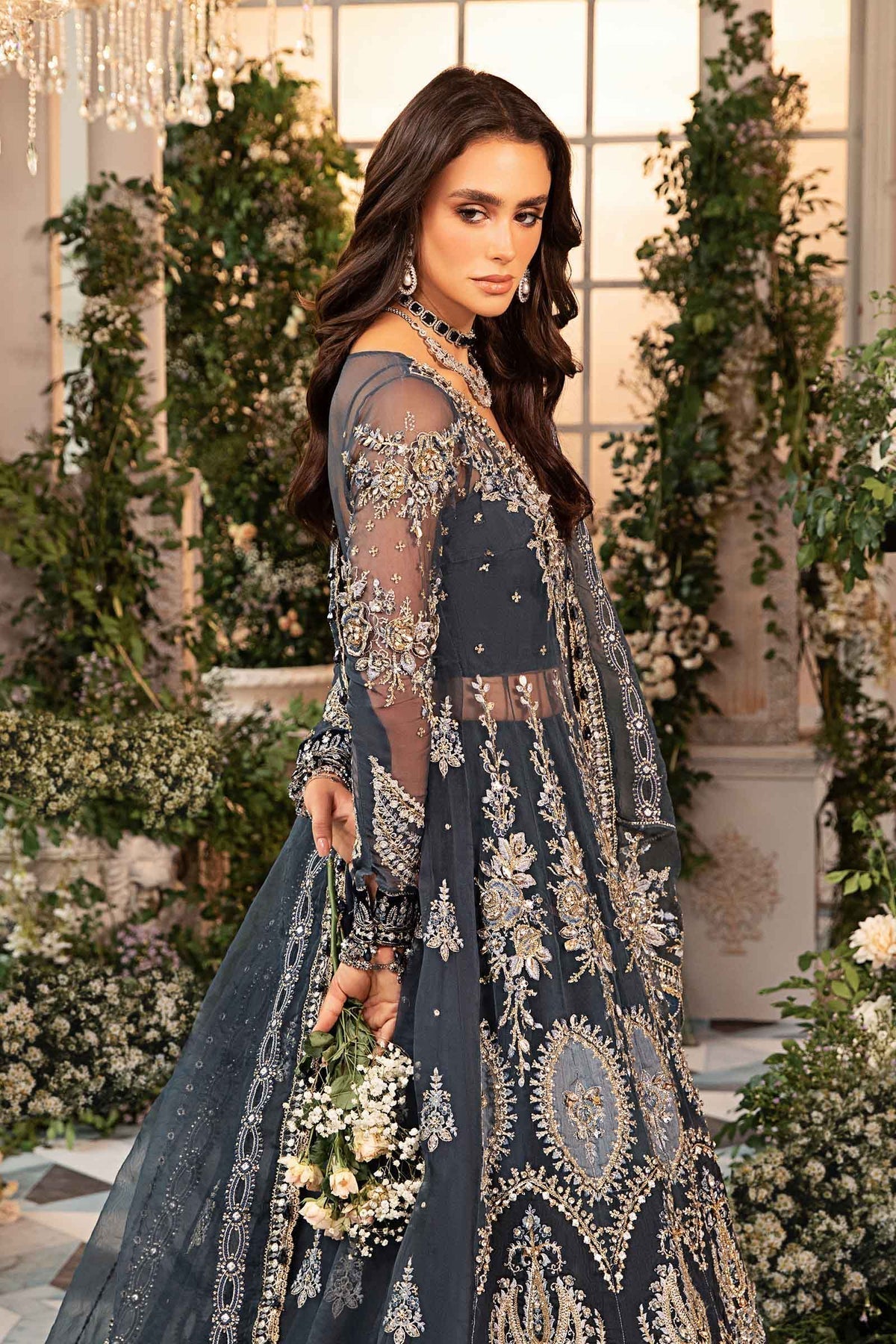 Maria B | Mbroidered Formals 24| Organza Suit | BD-2901 by Maria B - Designer Dress  - Type : Wedding Dress - Available at Libayah - 100% Original 