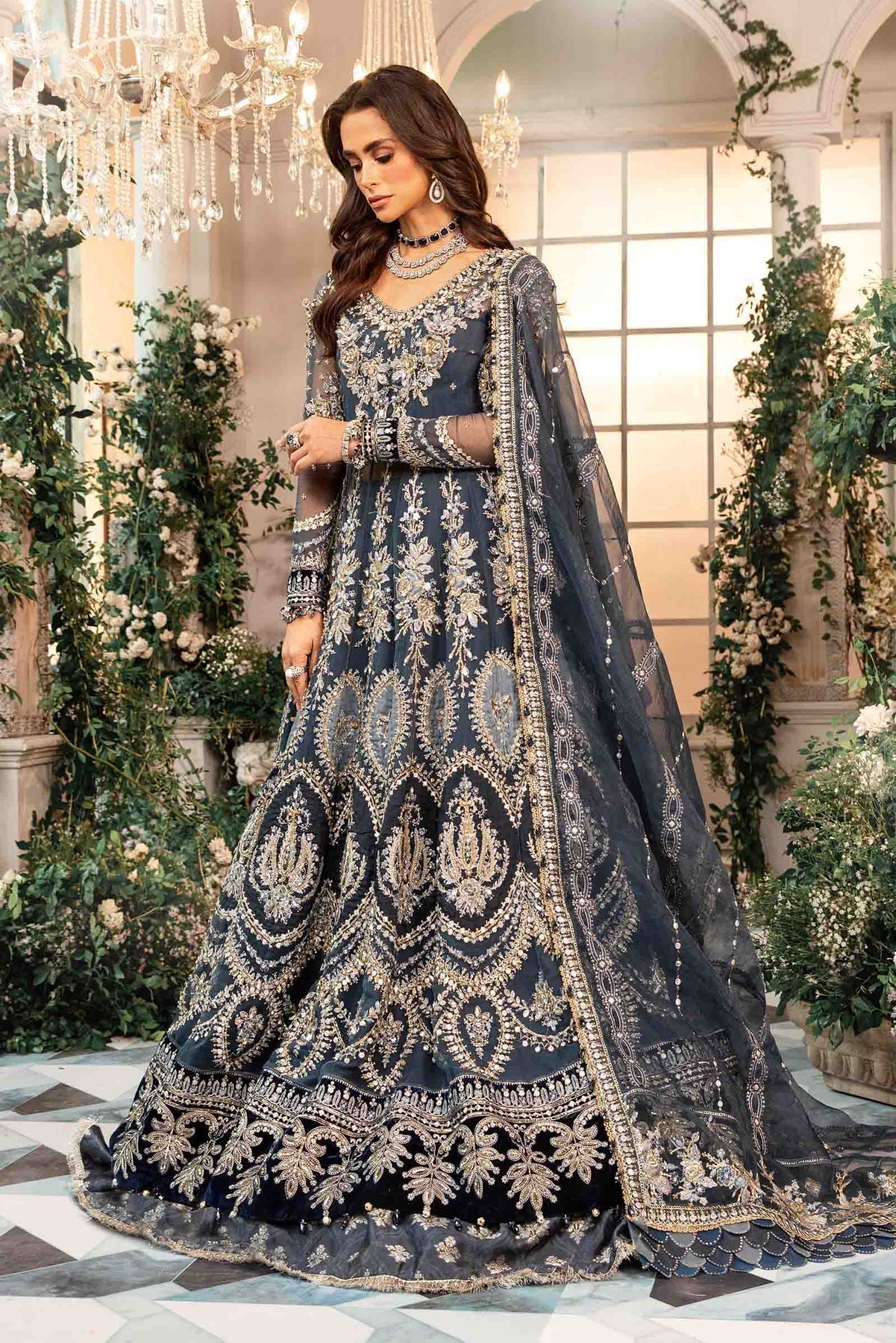 Maria B | Mbroidered Formals 24| Organza Suit | BD-2901 by Maria B - Designer Dress  - Type : Wedding Dress - Available at Libayah - 100% Original 