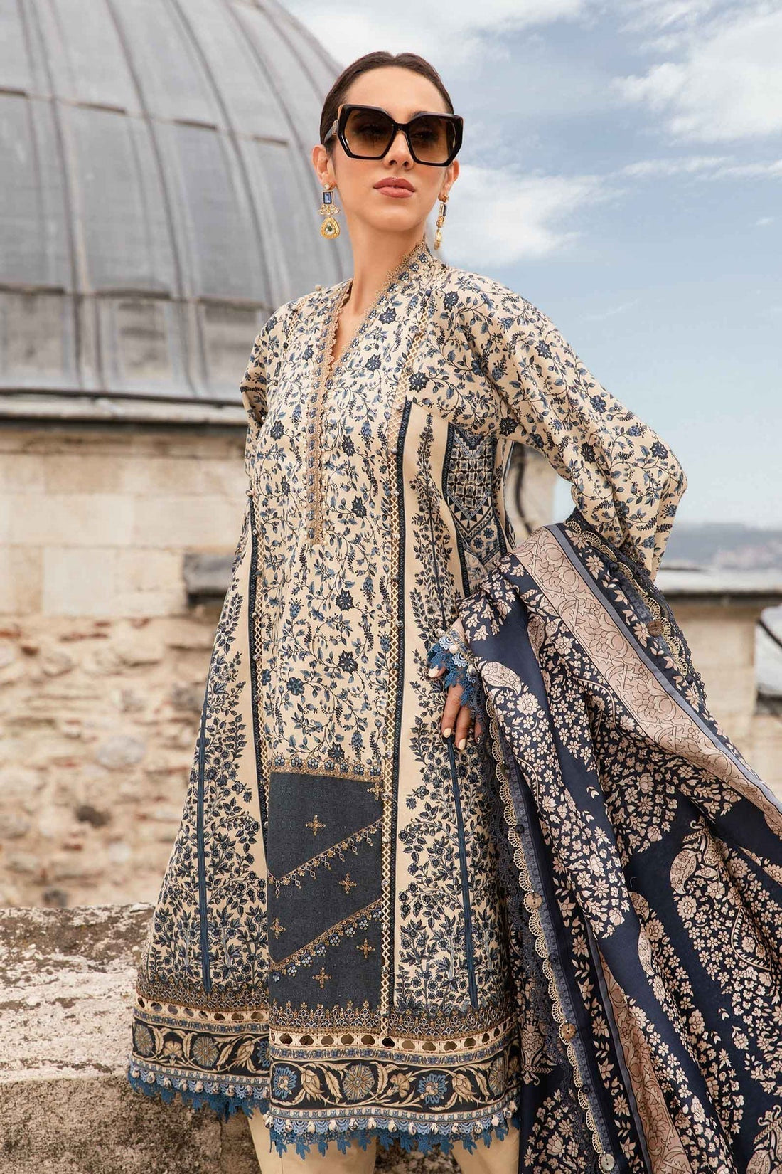 Maria B | M Prints Fall Edit 24 | MPT-2302-A by Maria B - Designer Dress  - Type : Ladies Clothes - Available at Libayah - 100% Original 