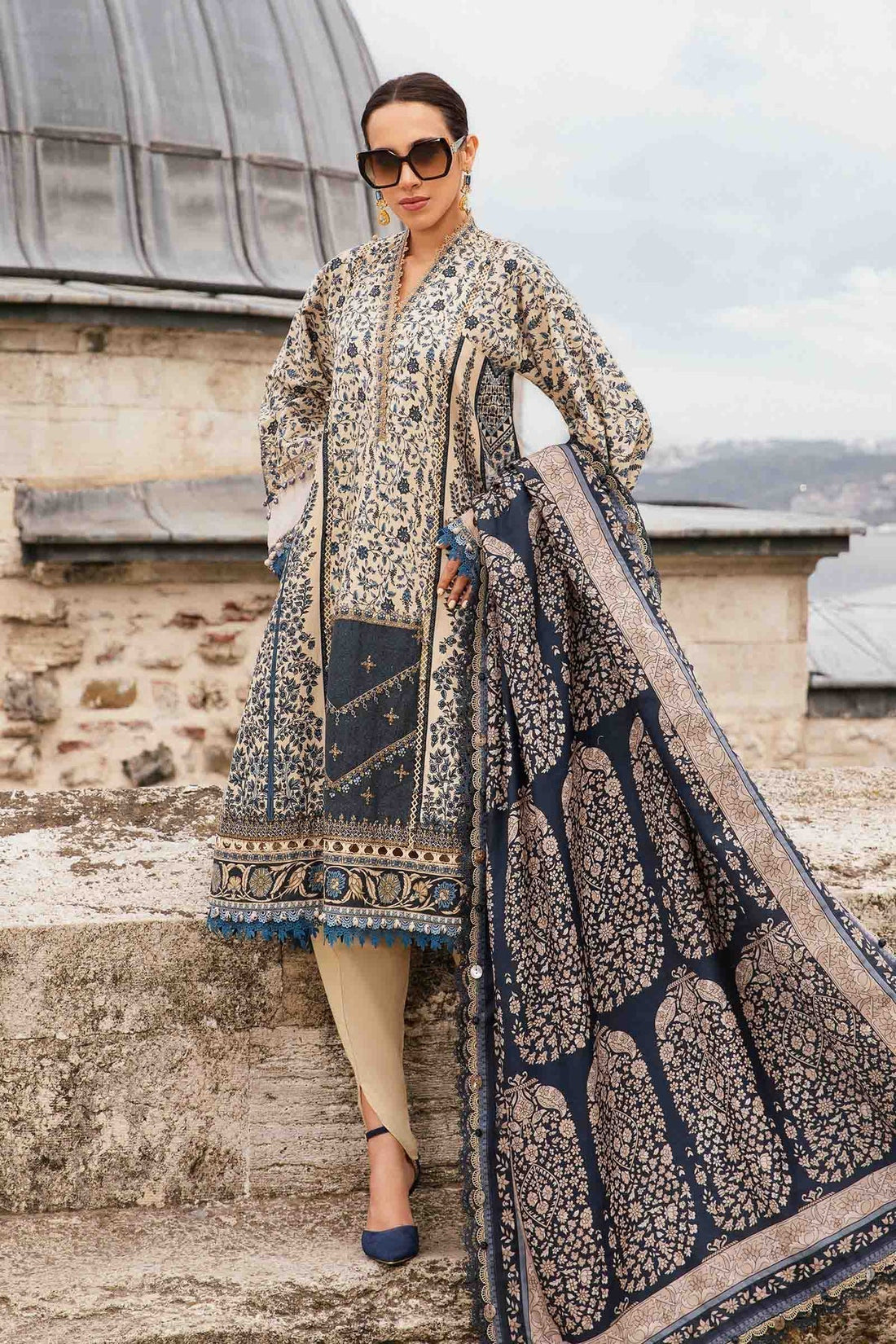 Maria B | M Prints Fall Edit 24 | MPT-2302-A by Maria B - Designer Dress  - Type : Ladies Clothes - Available at Libayah - 100% Original 