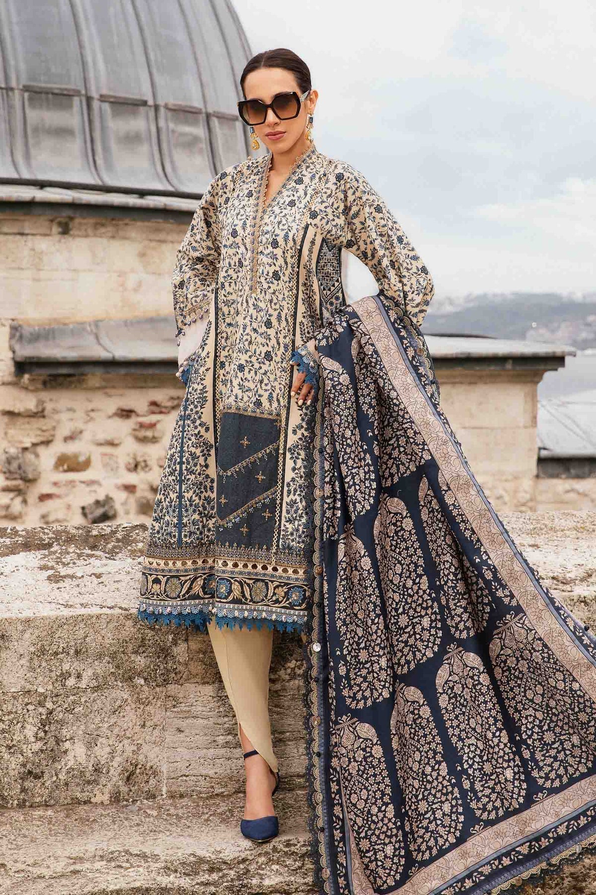 Maria B | M Prints Fall Edit 24 | MPT-2302-A by Maria B - Designer Dress  - Type : Ladies Clothes - Available at Libayah - 100% Original 