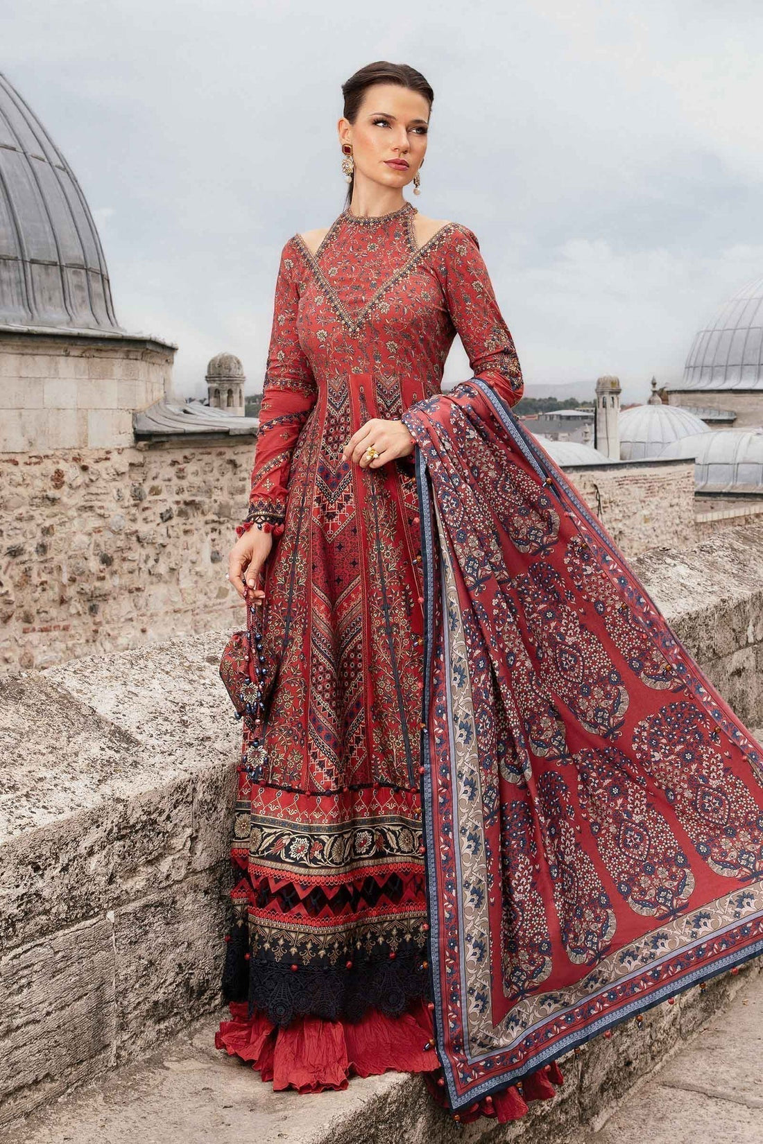 Maria B | M Prints Fall Edit 24 | MPT-2302-B by Maria B - Designer Dress  - Type : Ladies Clothes - Available at Libayah - 100% Original 