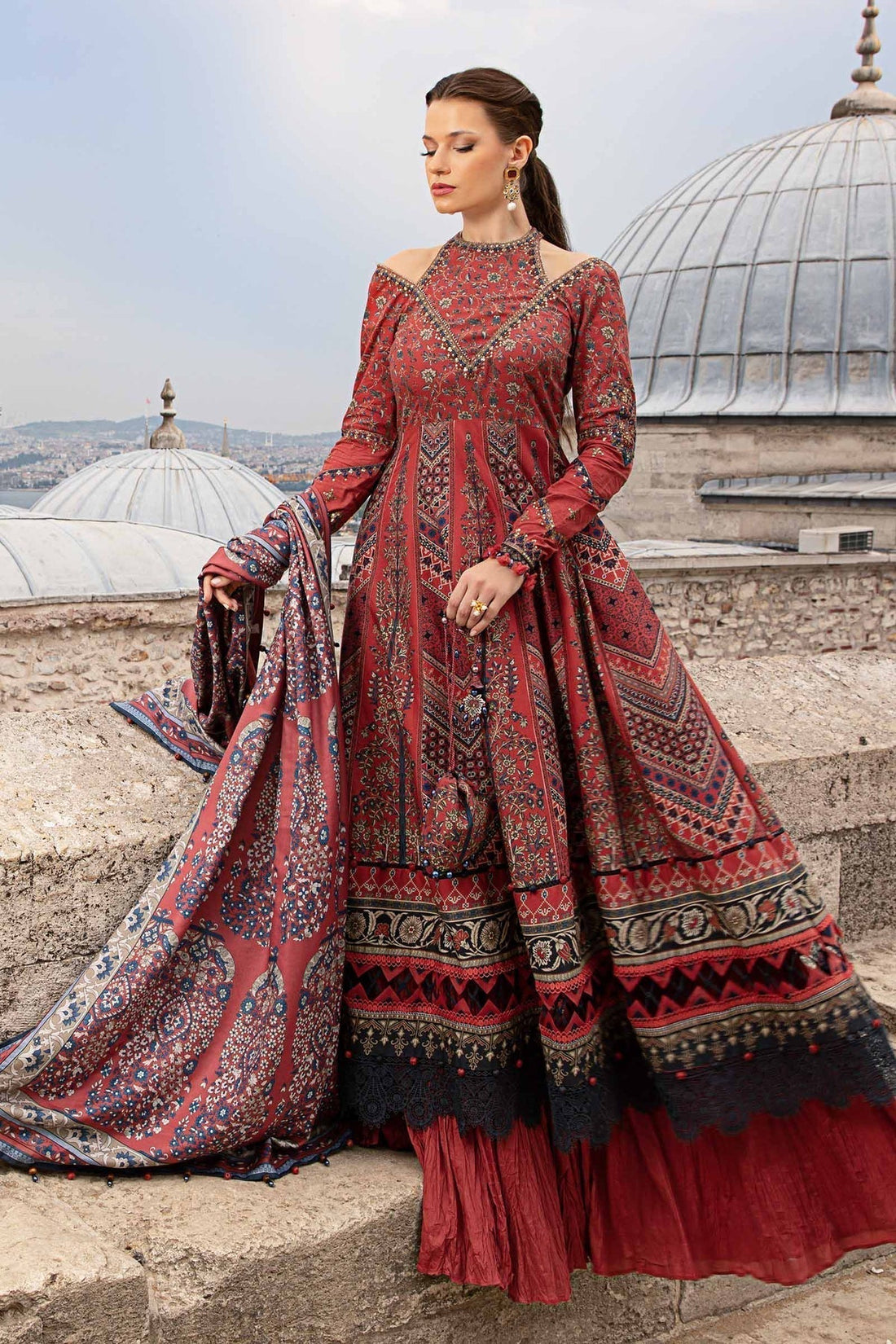 Maria B | M Prints Fall Edit 24 | MPT-2302-B by Maria B - Designer Dress  - Type : Ladies Clothes - Available at Libayah - 100% Original 
