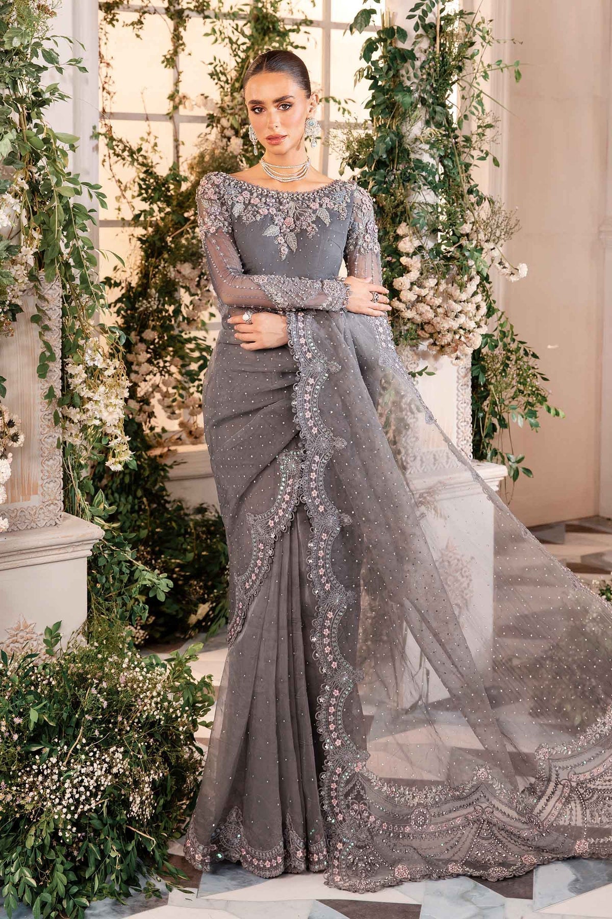Maria B | Mbroidered Formals 24 | Organza Suit | BD-2902 by Maria B - Designer Dress  - Type : Wedding Dress - Available at Libayah - 100% Original 