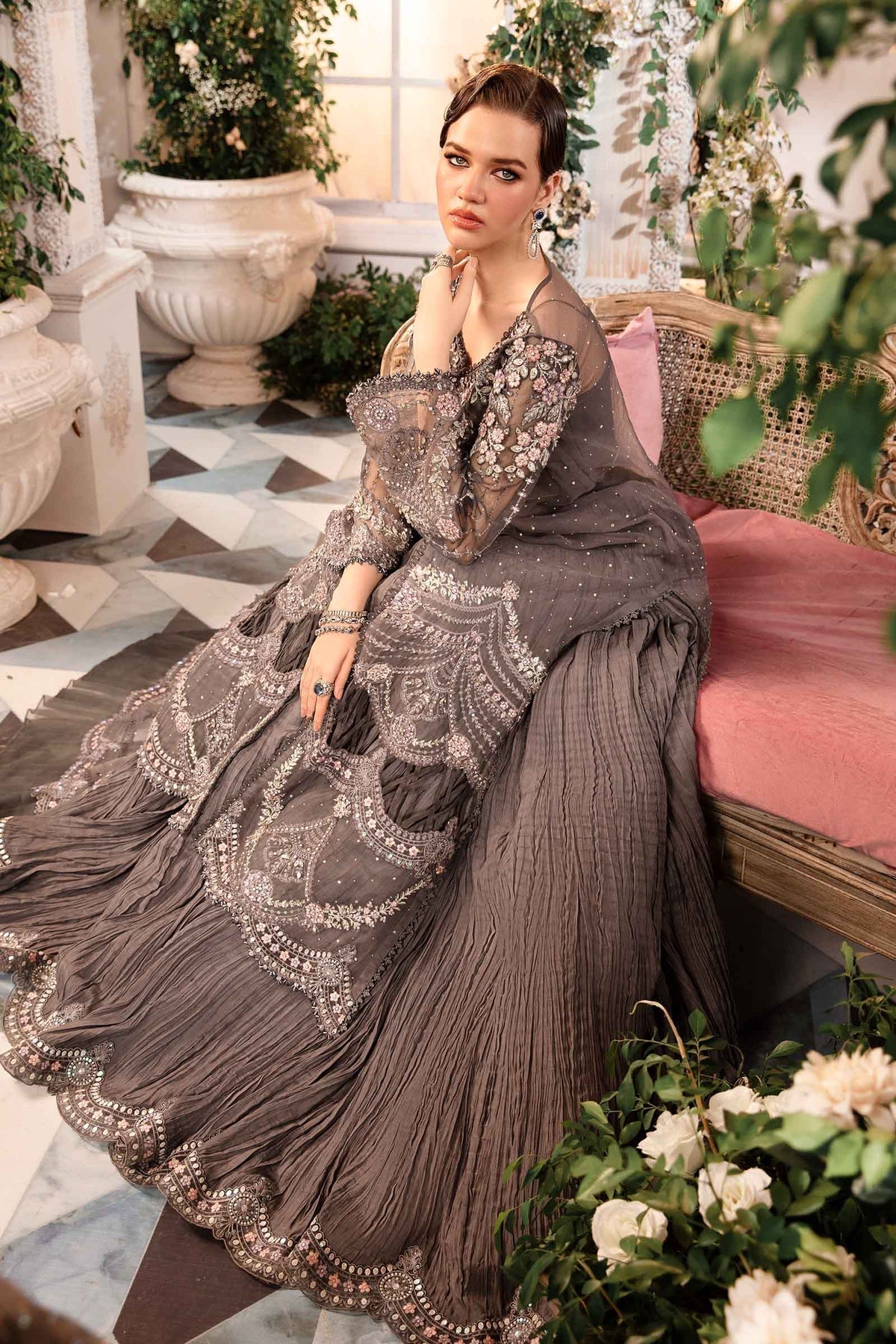 Maria B | Mbroidered Formals 24 | Organza Suit | BD-2902 by Maria B - Designer Dress  - Type : Wedding Dress - Available at Libayah - 100% Original 